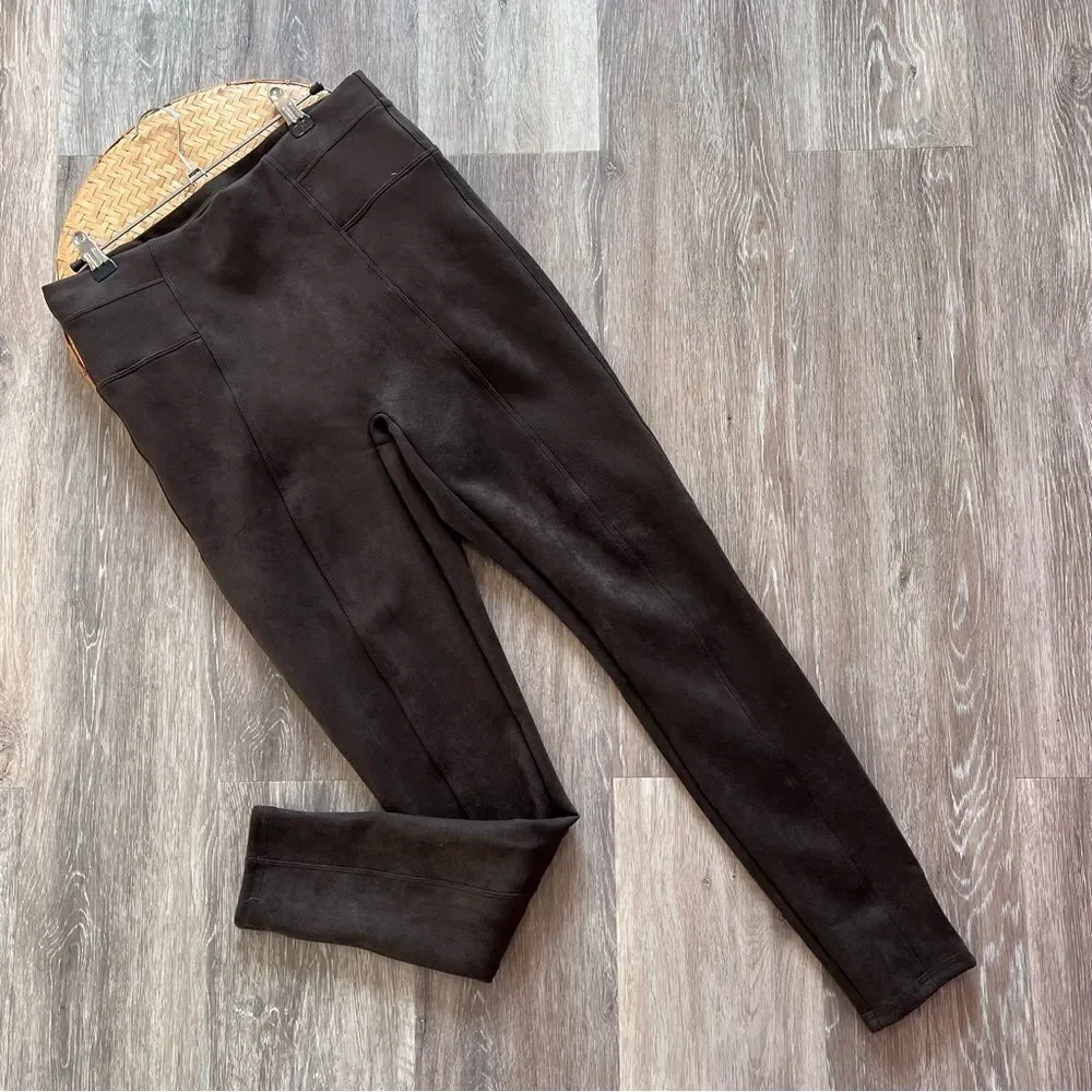 SPANX chocolate brown faux leather leggings‎ women’s size L